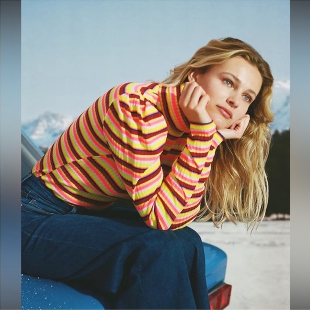 Anthropologie Colorful Striped Turtleneck